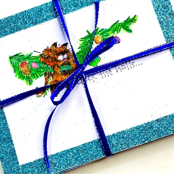 Seasonal Spices Tabby Cats Handmade Christmas Cards - Picture 1 of 16